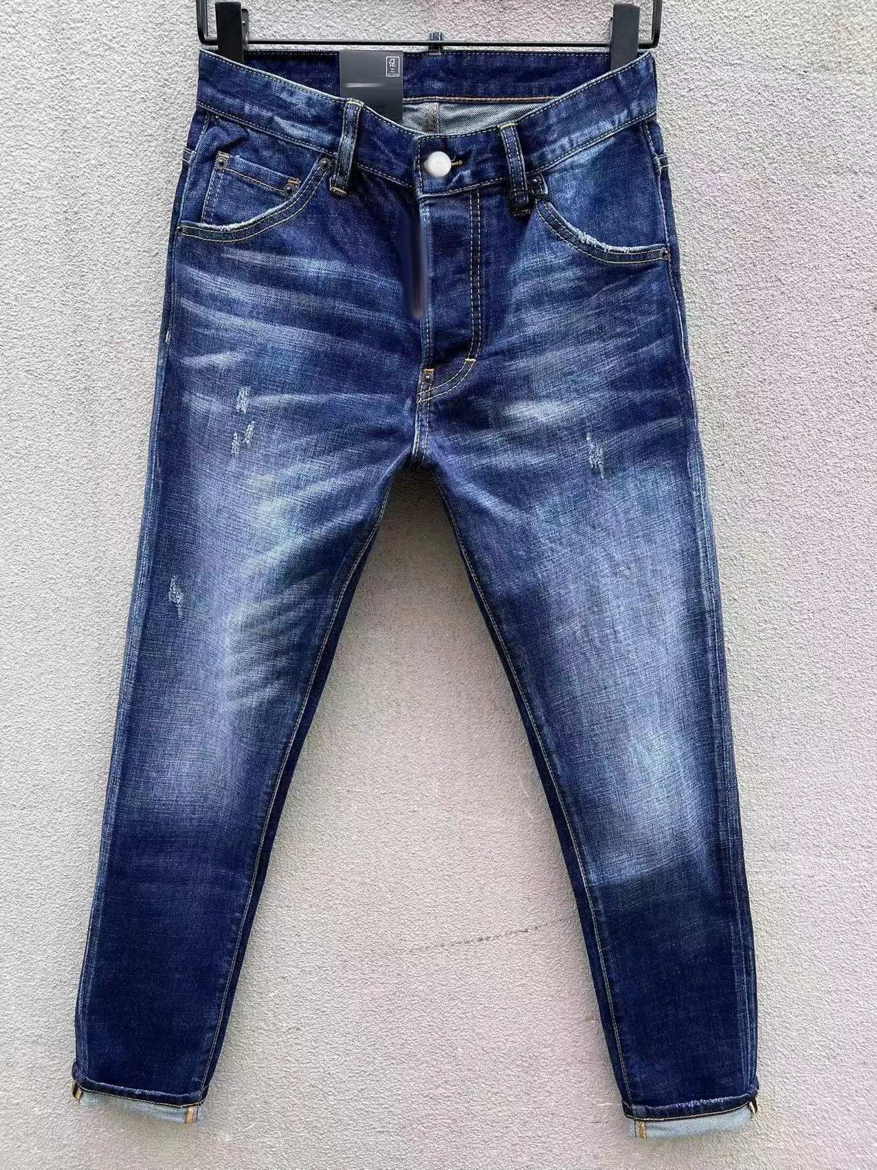 Ahorra a lo Grande en Compras al por Mayor de Pantalones De Motocicleta  Jeans Mens Jeans Rips Stretch Denim Jeans Italy Fashion Slim Fit Washed