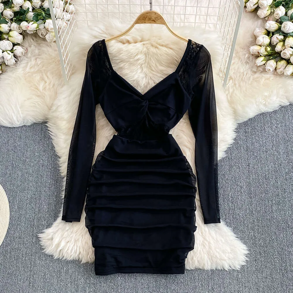 knee length dresses for ladies QUARTNEY Purple Long Sleeve Satin Lace Mini Dress As Shown / Large