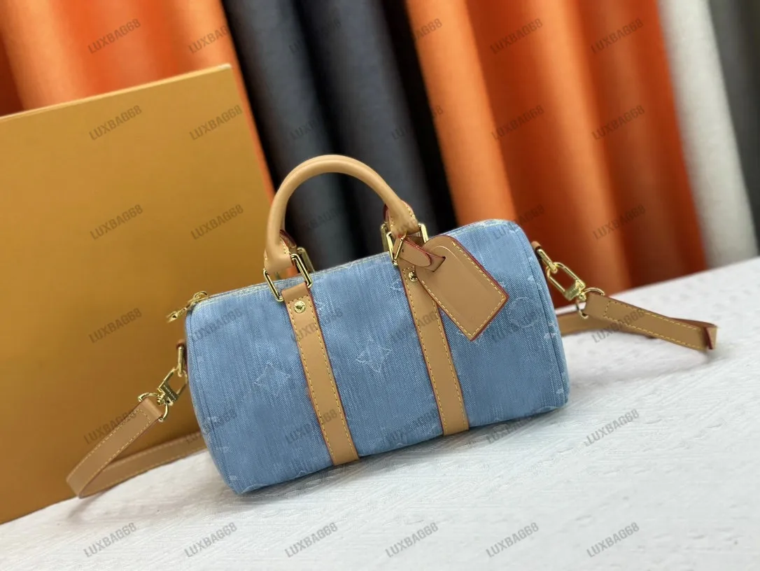 Designer Denim Canvas Shoulder Bag For Women Small Leather