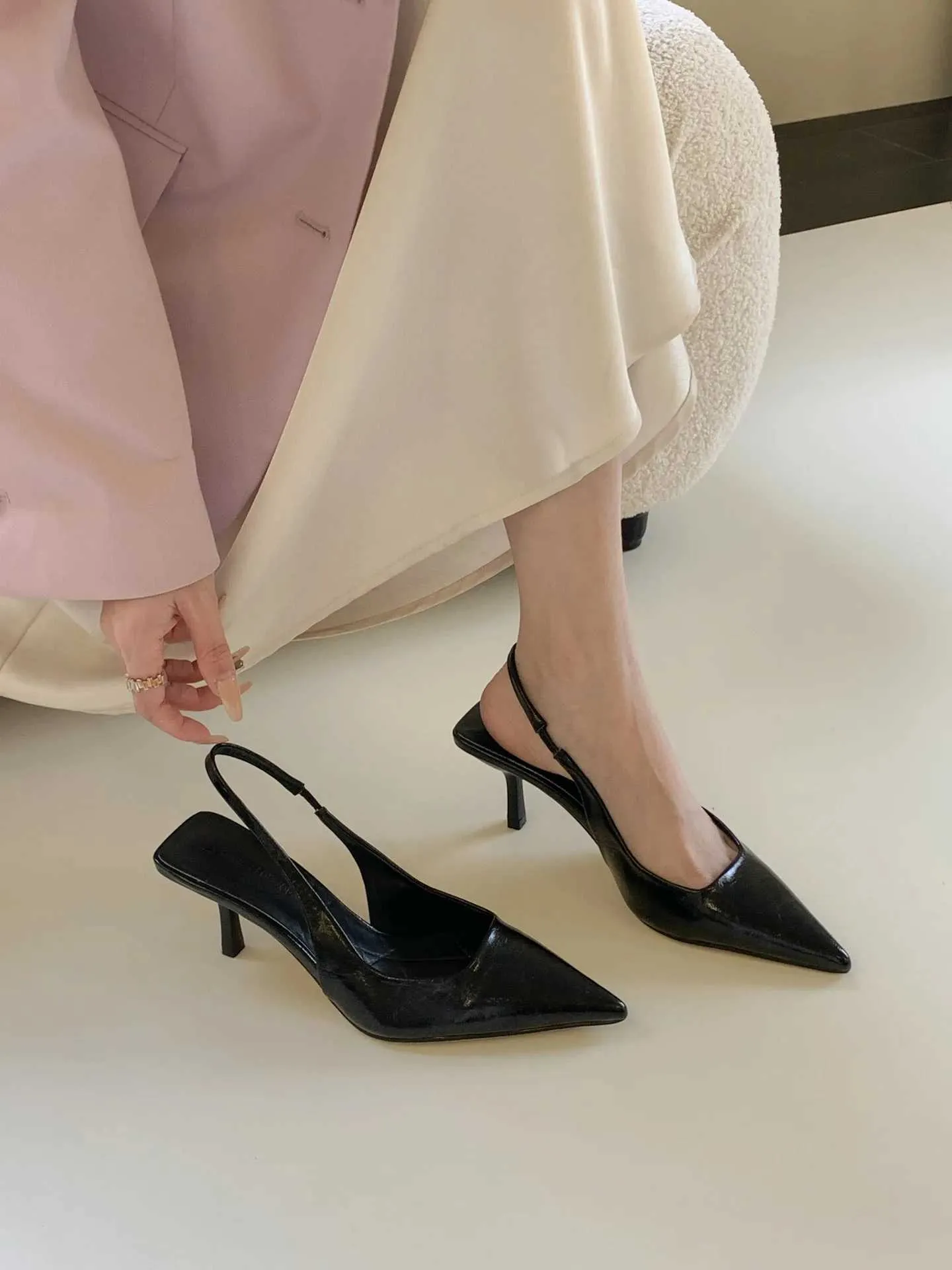 Gold Pointed Toe Kitten Heel Sandals for Women Elegant Summer Wedding  Office Shoes