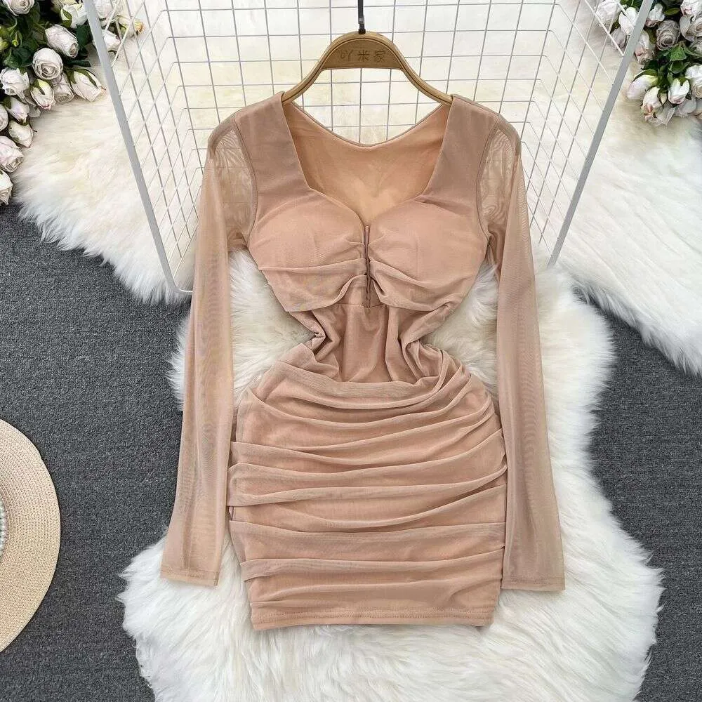 Womens Mesh Overlay Bodycon Dress With Ruched Front,... From Join3, $32.17  In Bulk | DHgate.Com