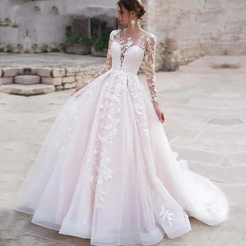 Appliques A-Line Candy Pink V-Neck Sleeves Wedding Guest Dress