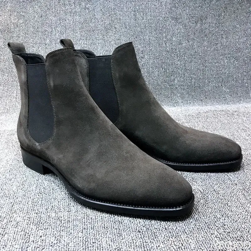 Mens black velvet chelsea boots hotsell
