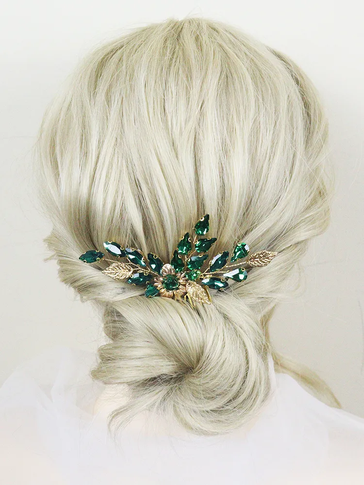 Luxury Bridal Rhinestone & Metal Hair Piece Comb • Leaf Design • NWOT Bride Leaf Bridal Hair Comb Pearl Wedding Hair Piece  main image 4