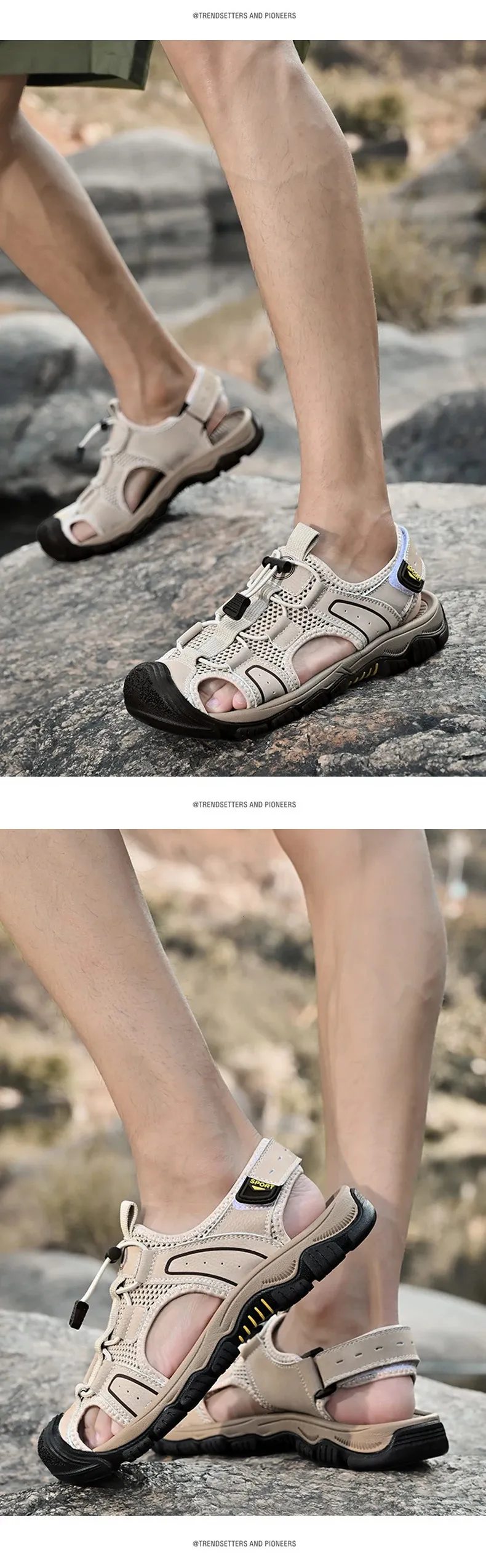 Atmungsaktive Sommersandalen Für Herren Mesh Strand Wanderschuhe_voghion.com