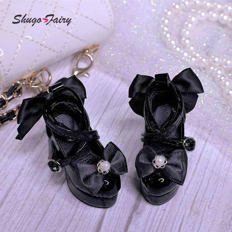 1/3 1/4 BJD Doll Shoes Platform High Heels Bowknot for Xinyi Bariy Doll Toy  Accessories Black Pink