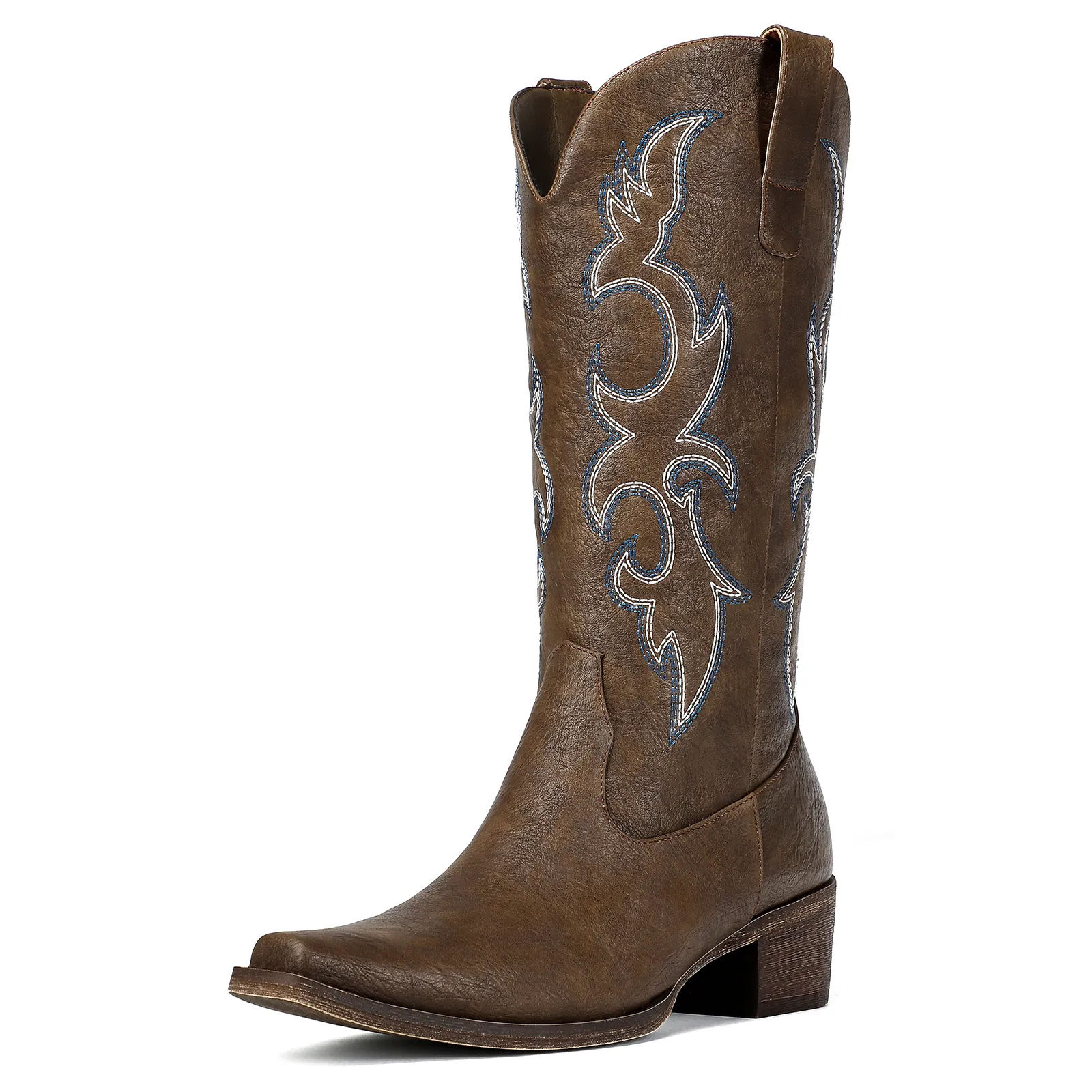 Embroidered Cowgirl Boots for Women 2024 Western Mid Calf Fashion Chunky Heel Pointed Toe Country Boots