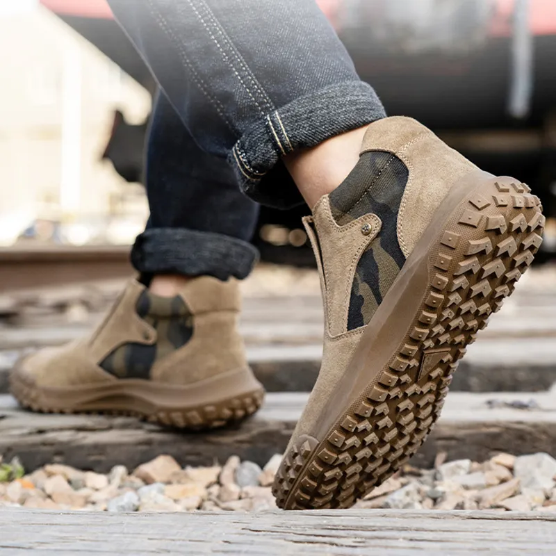 Camouflage Work Shoes Men Puncture Proof Safety Shoes Wear resistant Indestructible Shoes Scald Proof Welder s Boots Security