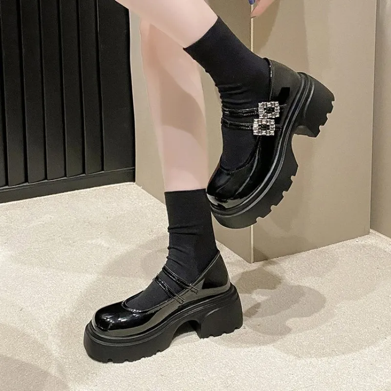 Womens Mary Jane Loafers: Spring Autumn Thick Sole PU