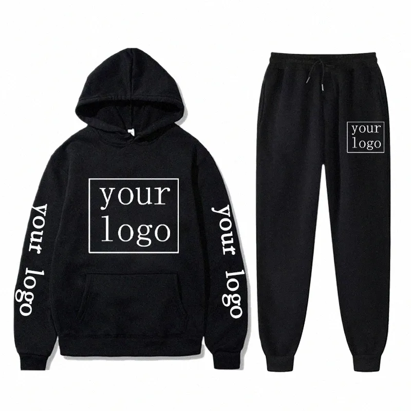 DHgate Custom Logo Tracksuit Set Unisex 2 Piece Hoodies and Pants for Sports and Casual Wear Apparel