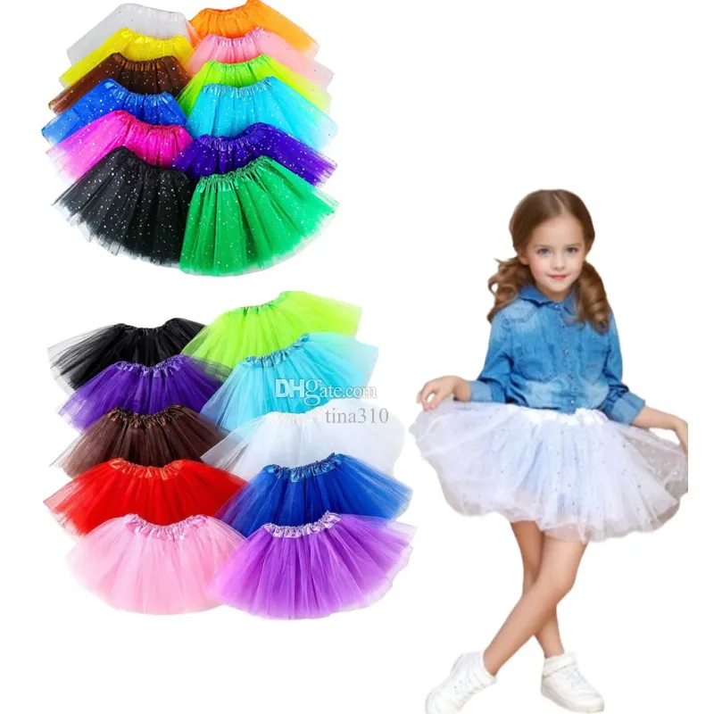 Girls Ballet Tutu Skirt – Elastic Waist, Mesh, Short Length, Solid Color Dancewear