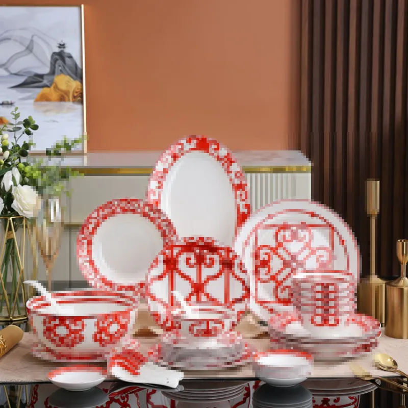 Luxury Bone China Dinnerware Set Fine Dining Tableware for
