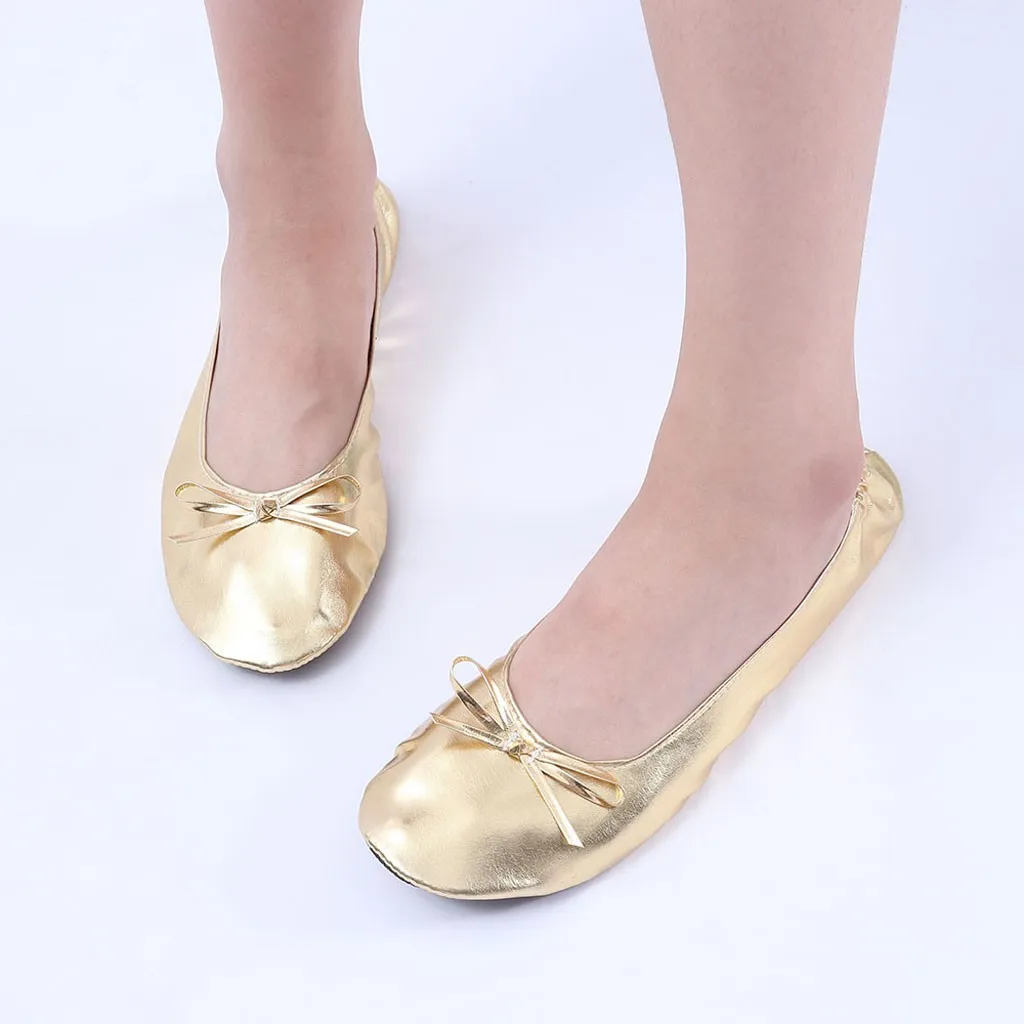 Women's Fold Up Slippers Foldable Ballet Flats For Women