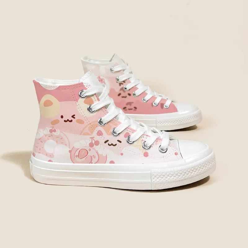 【Yuya 】BEAUTIFUL SHOES Hand-Painted Canvas Shoes: Unique Kawaii Sneakers for Girls