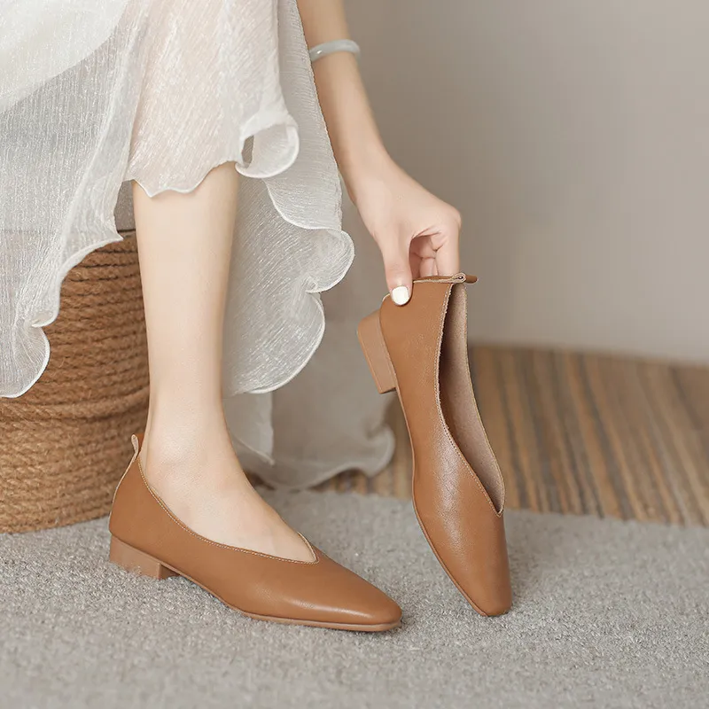 Soft leather flats shoes best sale