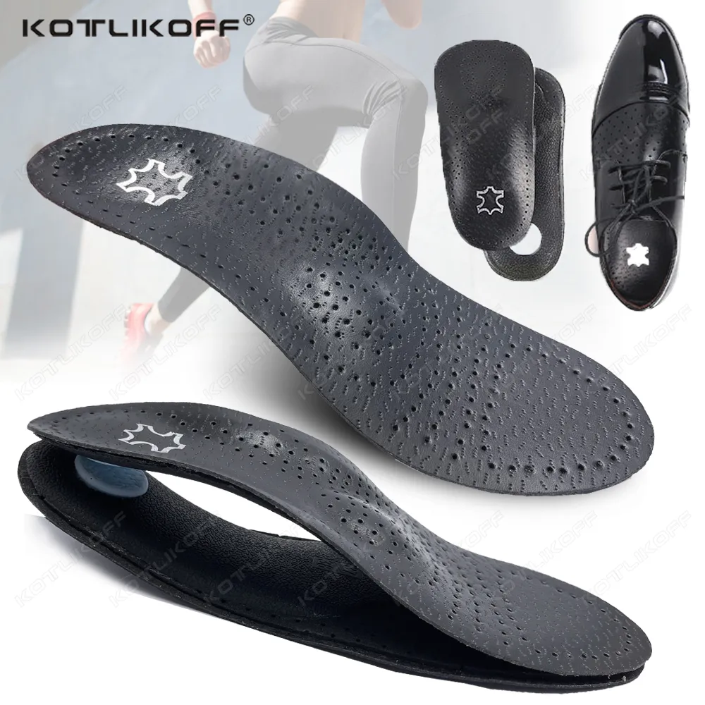 Recycled Leather Insoles for Men Women Arch Support, Flat Feet, O/X Leg  Correction, Black