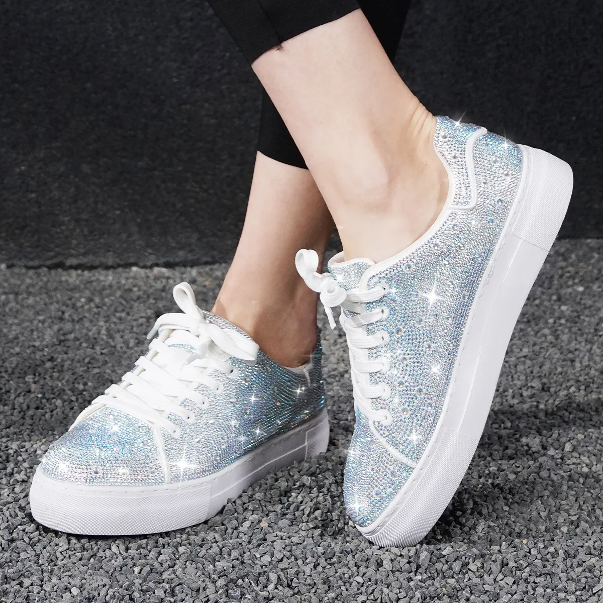 Bulk Rhinestone Sneakers Sparkle Your Steps Genuine Leather Non Slip Sole Comfort Style From Klky 60.3 DHgate.Com