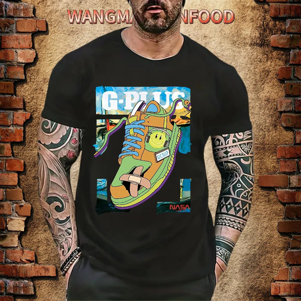 Men's Hip Hop T-Shirt Custom Floral Print, Crew Neck, Breathable Cotton,  Streetwear Style