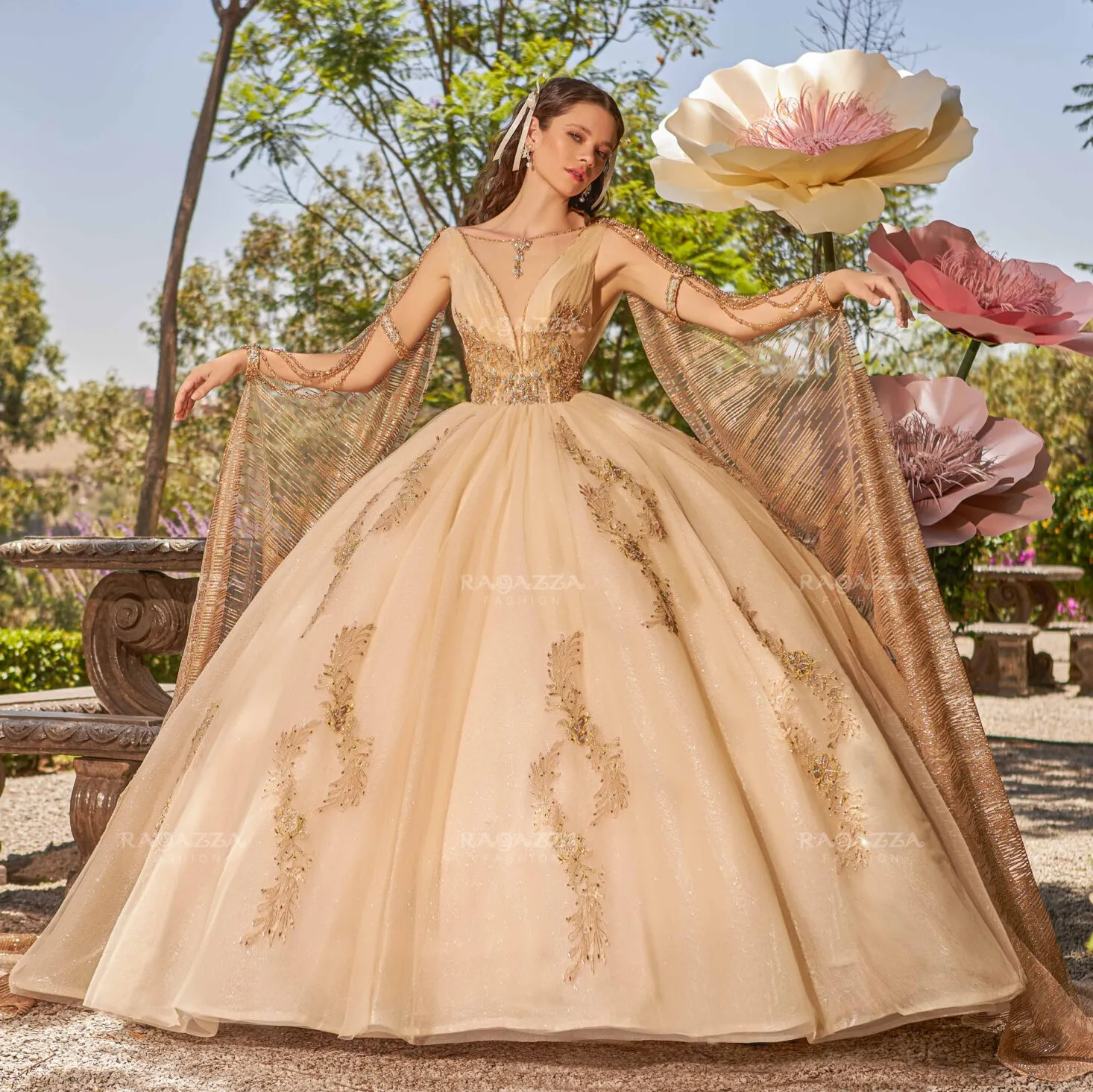 Elegant Long Ball Gown Quinceanera Dresses, Beaded Corset Prom Gown main image 0