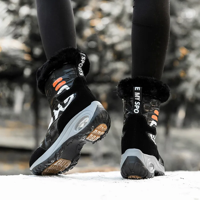 TUINANLE Women's Waterproof Winter Snow Ankle Boots with Zipper, Black,  Keep Warm, Large Size 42