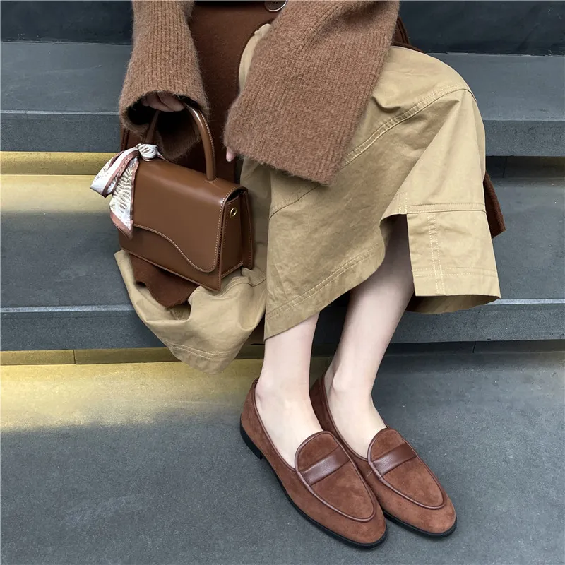 Road 3 Brown Suede & Leather Slip On Loafers Shoes, Women\'s  Size 9, EUR 40 Miluxas Women main image 4