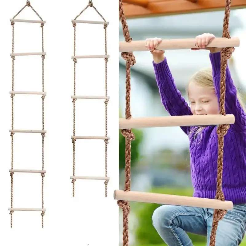 DHgate.com:Vibrant Wooden Climbing Rope Ladder for Kids Outdoor Fitness ...