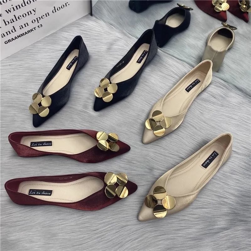 Flat Spring Autumn 2024 New Pointed Casual Boat Soft Bottom Womens Shoes Large Size 34-44 atos Mujer_voghion.com