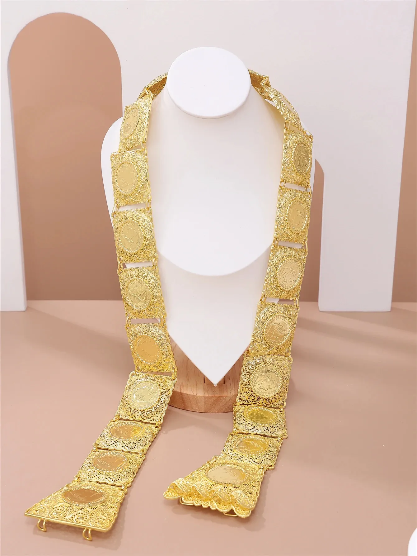 Gold Coin Belt: Hand Carved Algerian Napoleon Bridal Waist  display picture 2