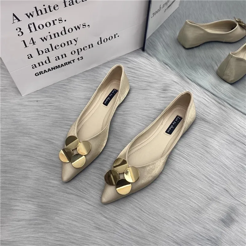 Flat Spring Autumn 2024 New Pointed Casual Boat Soft Bottom Womens Shoes Large Size 34-44 atos Mujer_voghion.com