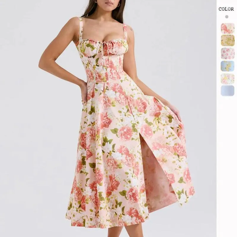 Women Summer Midi Dress Casual A-Line Floral Print Spaghetti Strap Mid-Calf  Length from Dhgate Basic & Casual Dresses - price 29.83