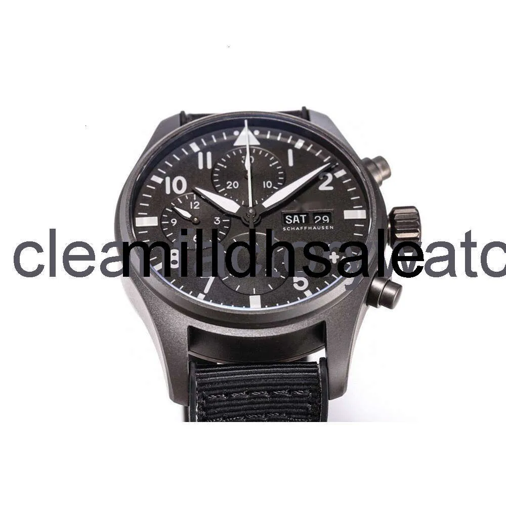 IWC Men s Pilot Watch Luxury Mechanical Wristwatch with Super Luminous Date Genuine Leather Strap