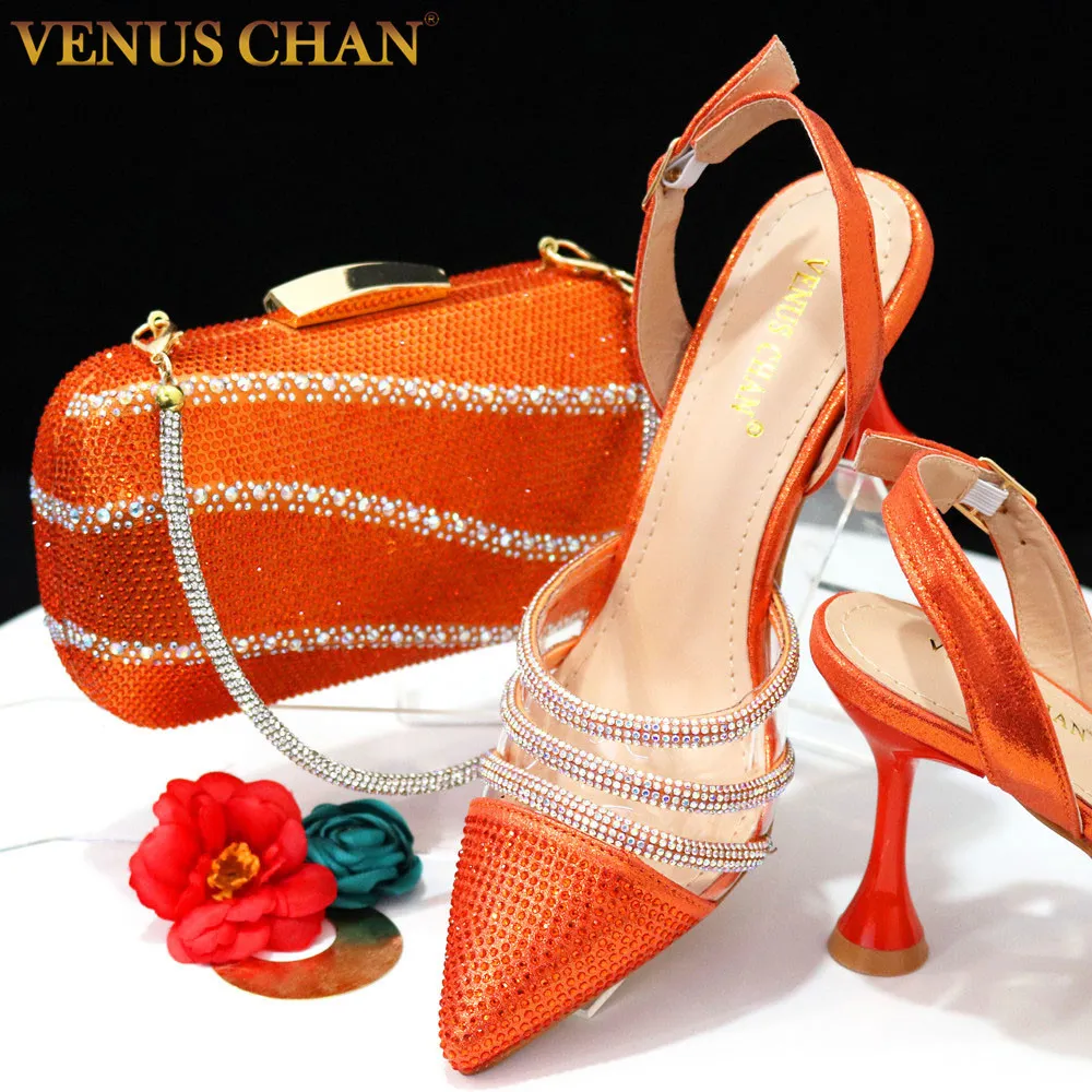Save Big on Bulk Venus Shoes Venus Chan 2023 Newest INS Style Orange Color  Elegant High Heels Nigeria Popular Design African Ladies Shoes And Bag Set 