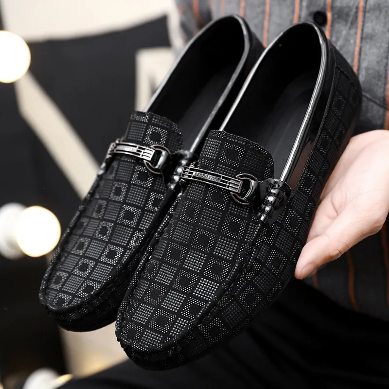 DHgate Mens Thick Black Leather Loafers Non Slip Durable Slip On Formal Wear Shoes Accessories