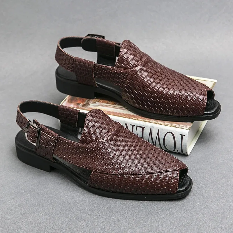 Men's Handmade Cow Leather Dress Sandals with Low Spool Heel for Casual  Business from Dhgate Sandals - price 88.63