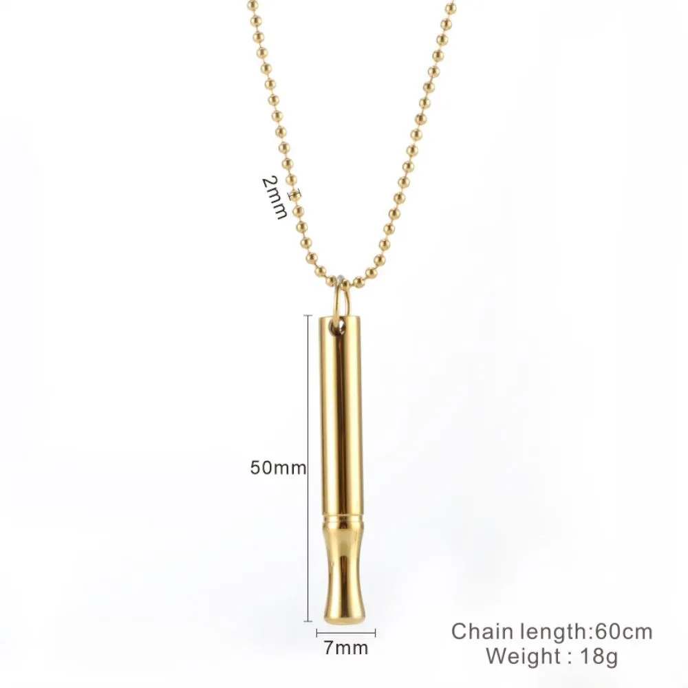 Collier Aide à La Respiration Avec Sifflet - Chaîne Acier Inoxydable, Cotons Remplaçables - Pour Gestion Du Stress - 8