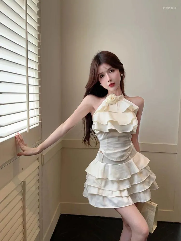 white christmas dresses White Lace Stitching Strappy Ruched Cami Dress – AROLORA