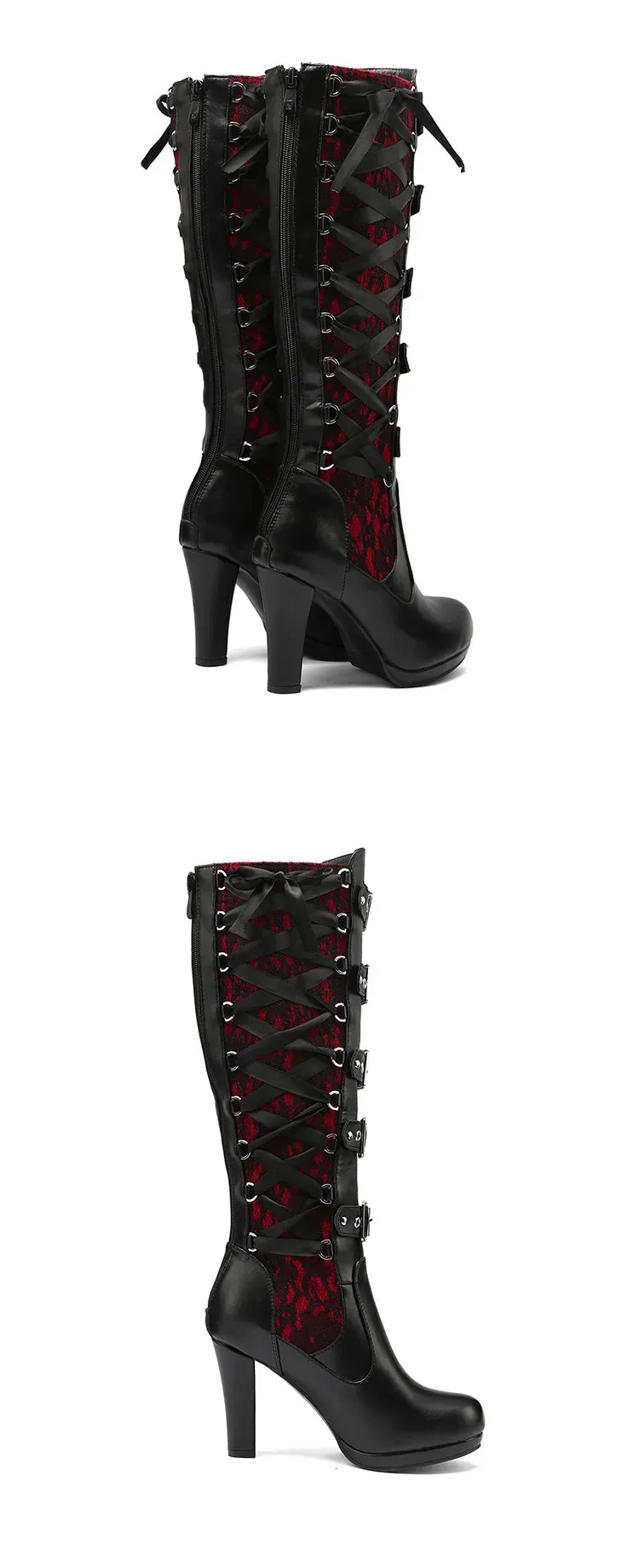 Platform Boots For Women Lace Up Y High Heel Med Calf N Band Bow Knot Goth  Gothic Shoes Winter 2023 240613 From Longda008, $71.09 | DHgate.Com