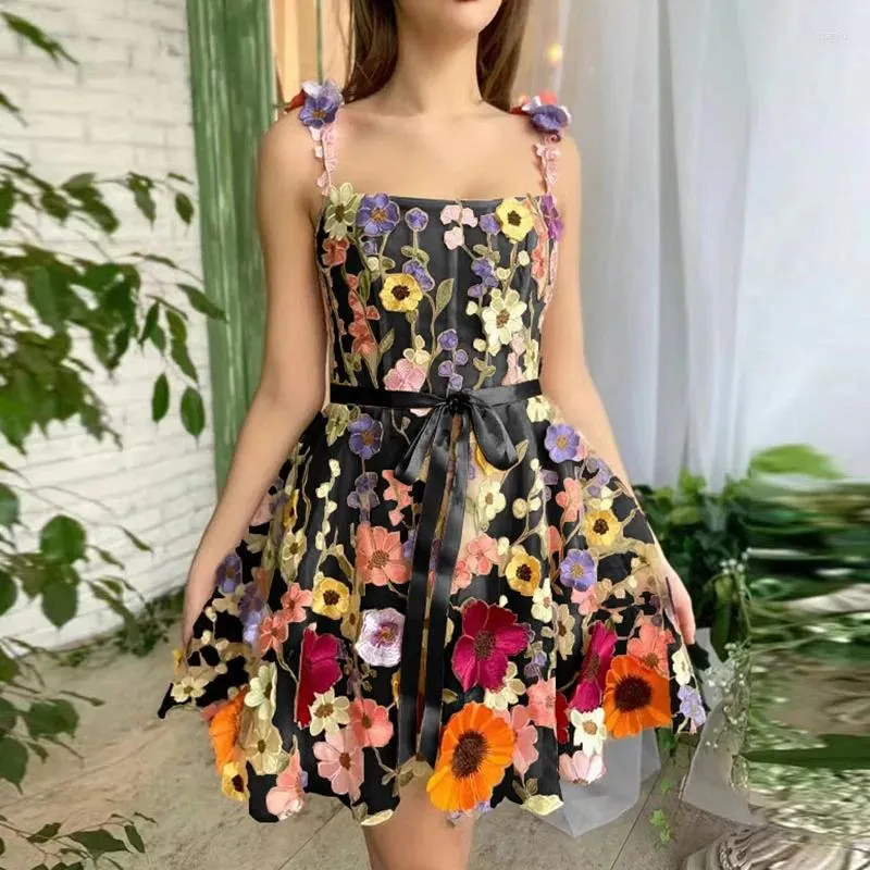 Summer A-line Floral Lace Embroidery Sleeveless Dress for Summer A-line Floral Lace Embroidery Sleeveless Dress for