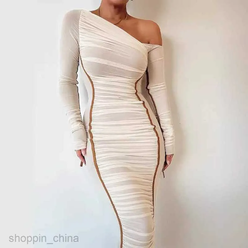 Womens Asymmetrical Skew Shoulder Long Sleeve Mesh Dress  Fitted Midlength  Party Dress For Spring From Shoppin_china, $71.13 In Bulk | DHgate.Com