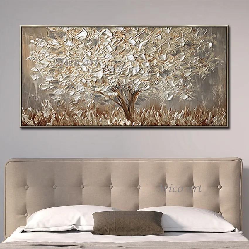 Textured 3D Gold Floral Hand-Painted Oil Canvas Wall Art for Living ...