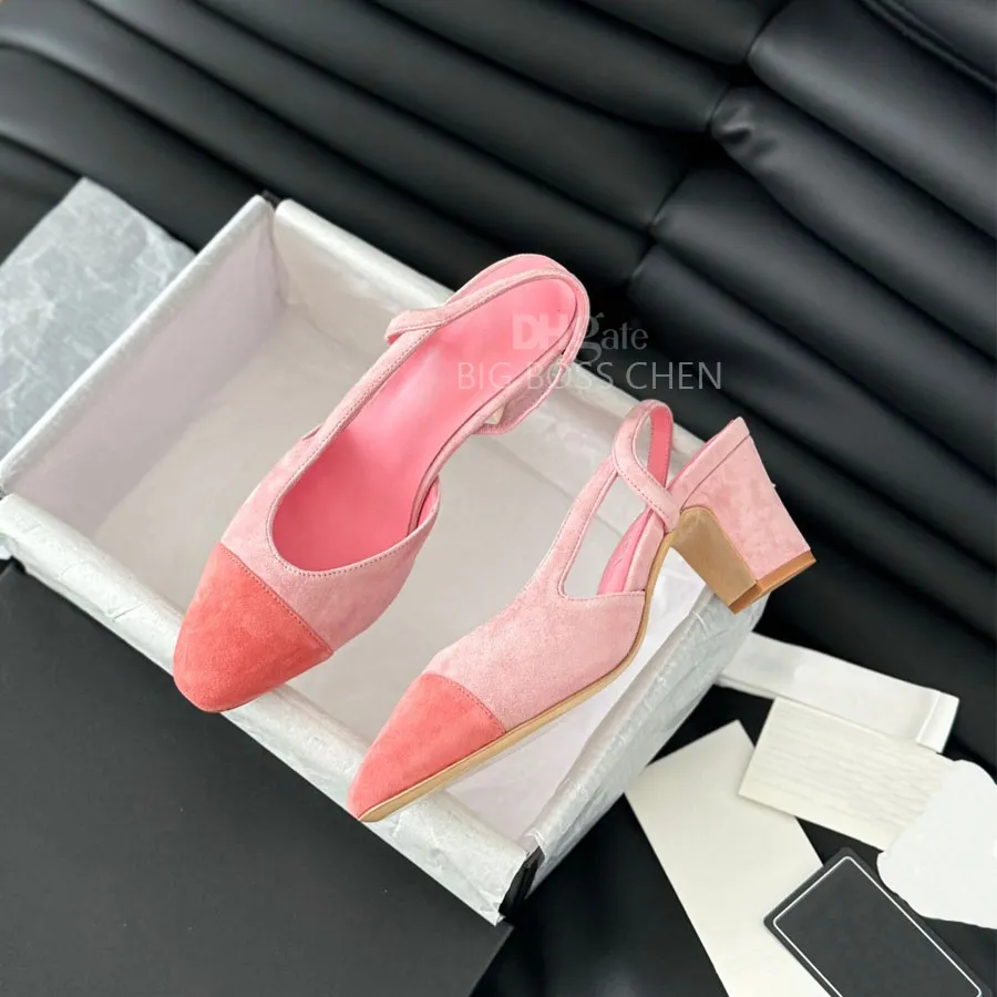 Designer Leather Slingback Kitten ladies sandals with Chunky Block Heels and Round Toe for Women Perfect for Office Wedding and Dress Top Quality Factory Footwear Available in Sizes 35 43