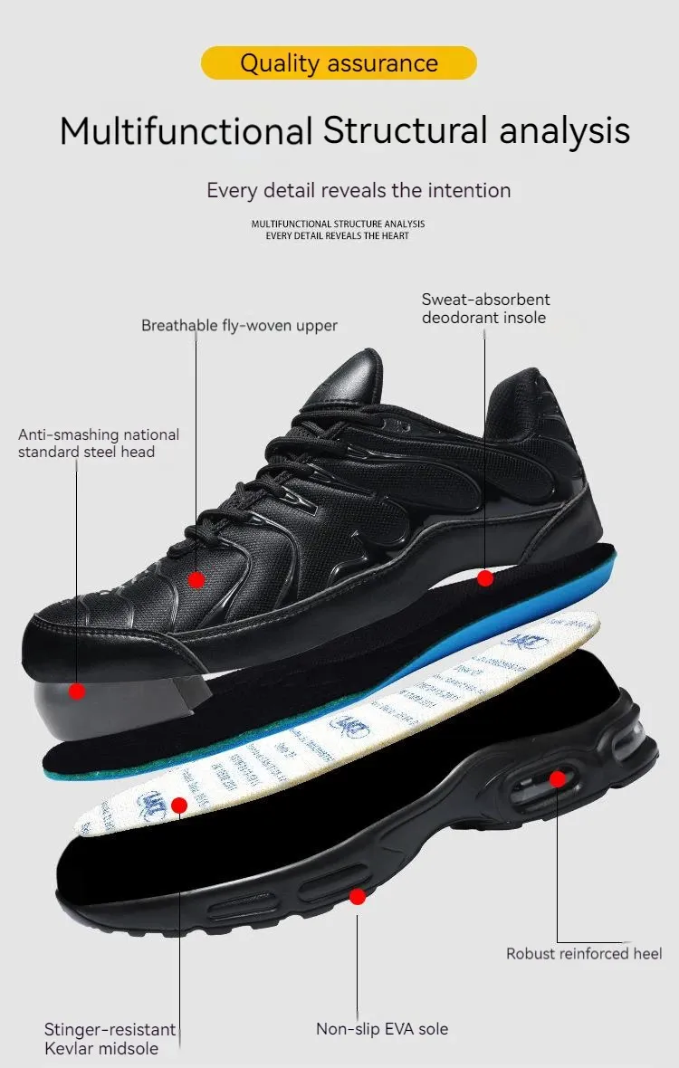 Sicherheitsschuhe Herren Leichte Sneaker Stahlkappe Antismash Arbeitsstiefel Pannensichere Schutzstiefel 240613_voghion.com