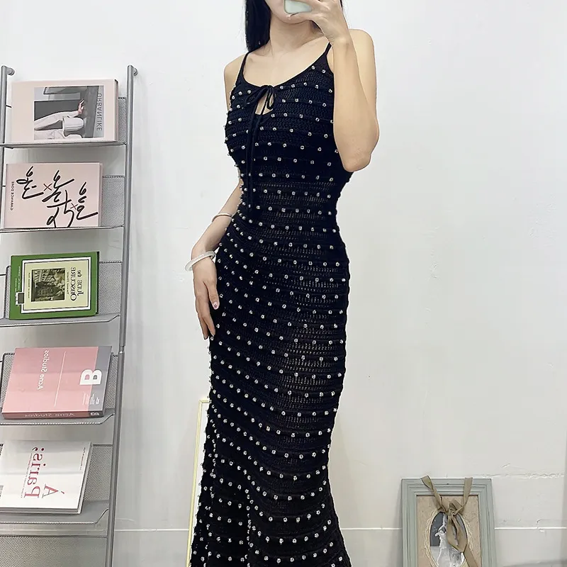 Green Beaded Strappy Knit Midi Dress with V-Neck and Hollow Out Pattern from Dhgate Basic & Casual Dresses - price 101.28 Green Beaded Strappy Knit Midi Dress with V-Neck and Hollow Out Pattern from Dhgate Basic & Casual Dresses - price 101.28