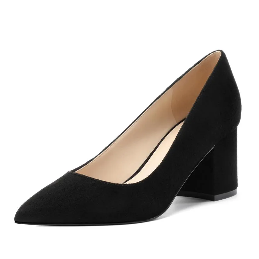 Bulk Comfortable 2 Inch Black And Gold Kitten Pointed Closed Toe Black Suede Pumps For Women Perfect For Casual Wear And Dressy Occasions Fast Drop Delivery From Yumshoe 29.78 DHgate.Com