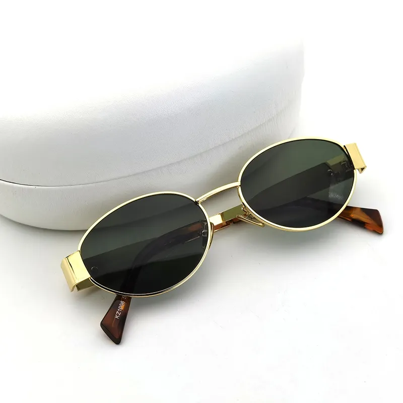 Retro Oval Polarized Sunglasses for Women with Green PC Lens  display picture 1