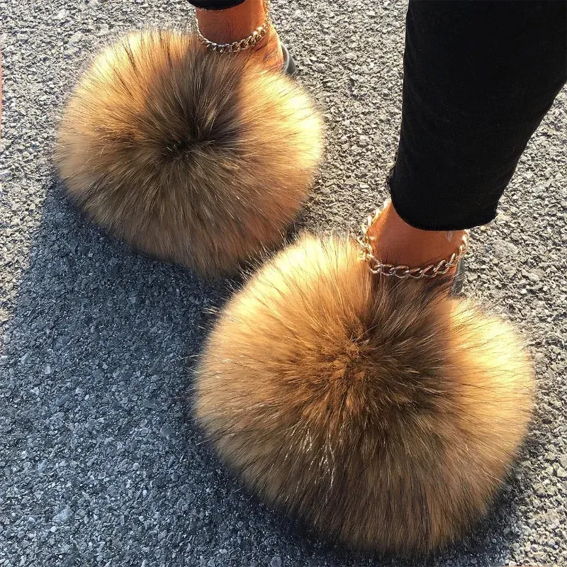 Women's Vegan Faux Fur Slipper Slides – Open Toe Fuzzy Sandals For Indoor/Outdoor, Rose Red Size 9 - View #13