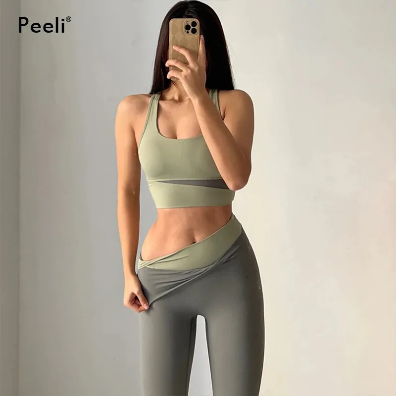 Yoga Set Women Clothing Sportanzug sexy Sport BH High Taille Sport Leggings  Sports 2 -teiliges Fitnessstudio -Set Workout Outfits Sportswear 240614