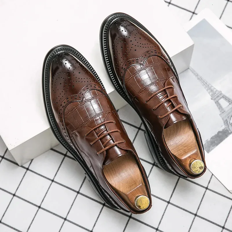 CLIMATE-X Italian Style Men\'s Brown Leather Oxford Dress Shoes Size 7 Wingtip Captoe Italian Dress up Dark Brown Men Shoes main image 3