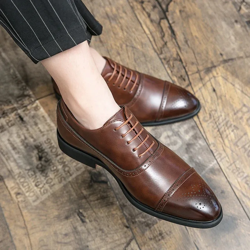 Business Formal Black Leather Shoes Mens Fashion Casual Dress