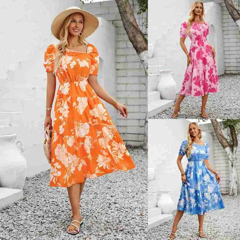 New Summer Women's casual dress with Floral Print and Diagonal Collar - Independently Designed and New Summer Women's casual dress with Floral Print and Diagonal Collar - Independently Designed and